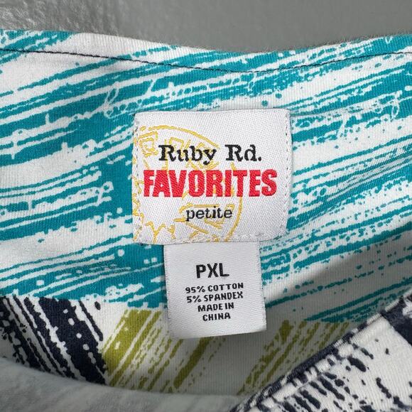 Ruby Rd. Favorites Women's Patchwork Print Colorful Top - Size Petite XL (PXL) - Picture 5 of 6